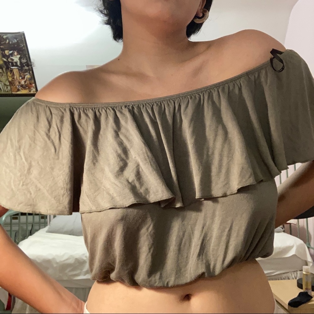 green off the shoulder top